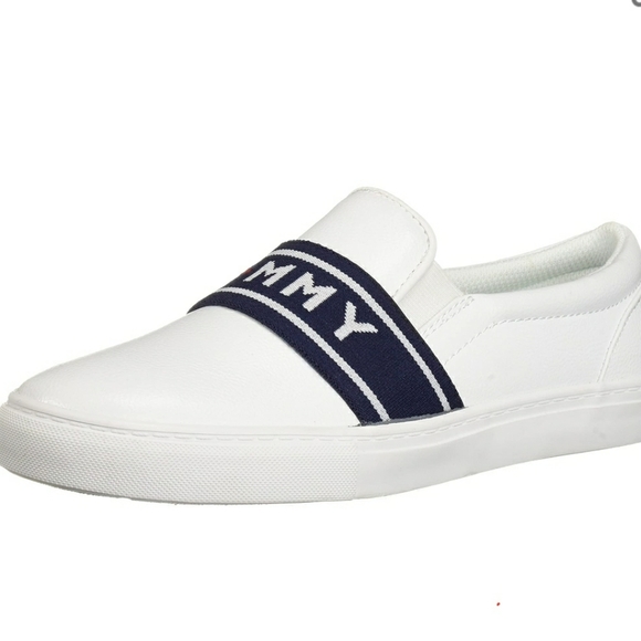 tommy hilfiger white slip on shoes